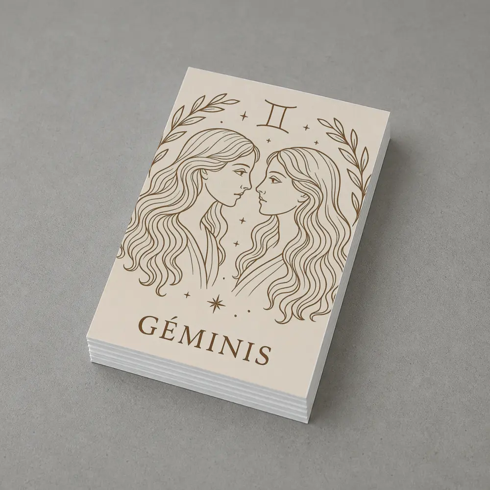 Gemini Zodiac Sign Line Art Beige – Postcards