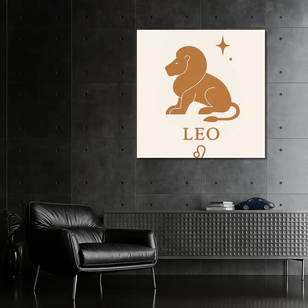 Leo Zodiac Sign Lion Celestial Beige Art – Wall Art