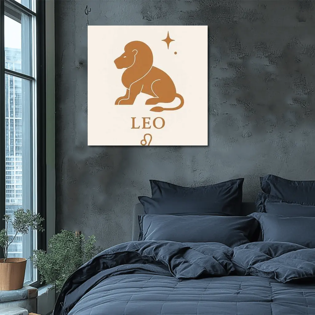 Leo Zodiac Sign Lion Celestial Beige Art – Wall Art