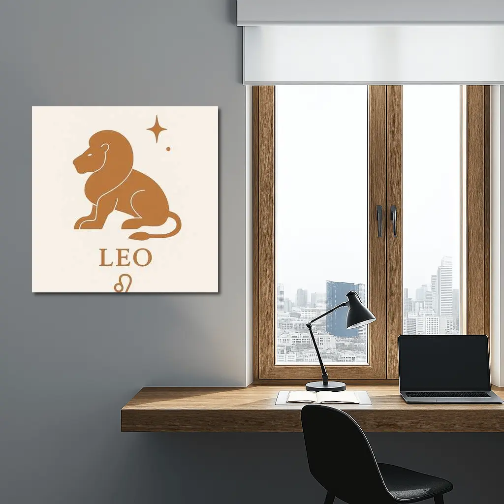Leo Zodiac Sign Lion Celestial Beige Art – Wall Art