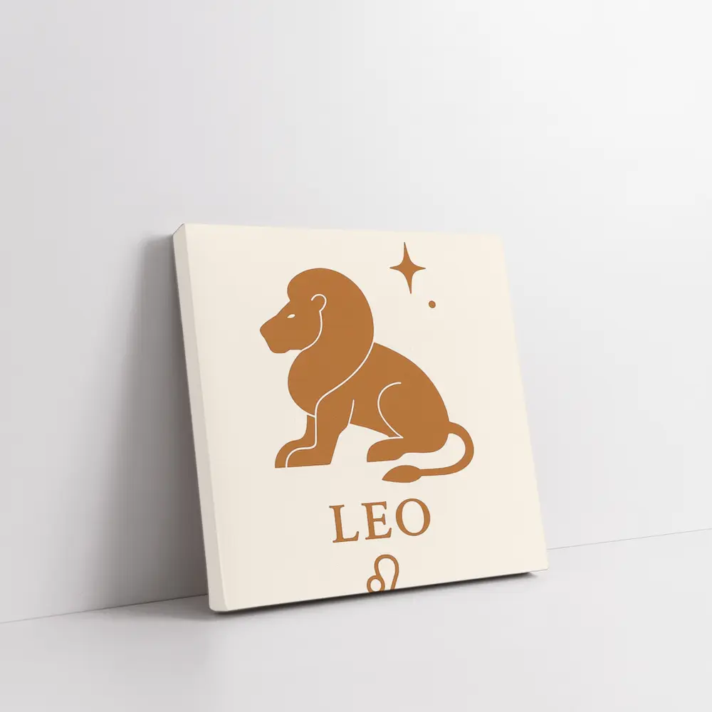 Leo Zodiac Sign Lion Celestial Beige Art – Wall Art