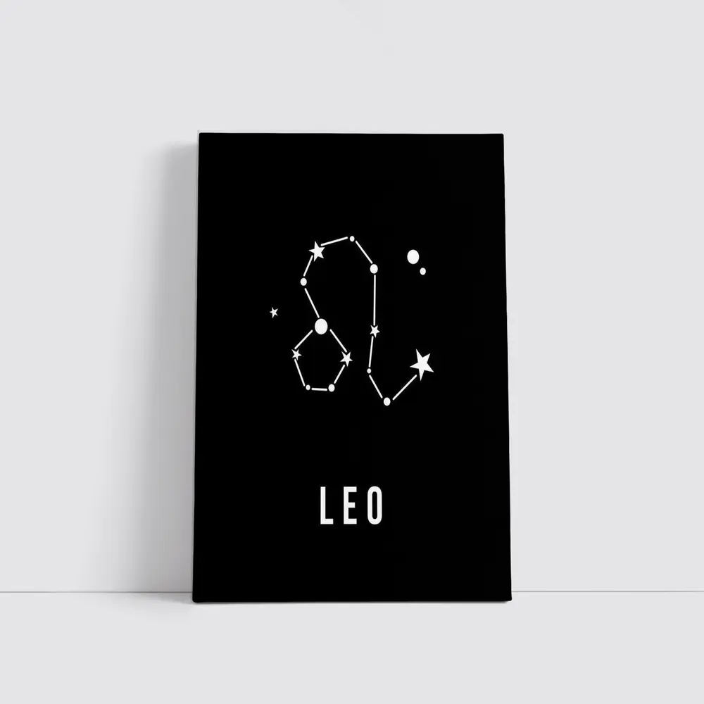 Leo Constellation Star Map Black Background – Wall Art