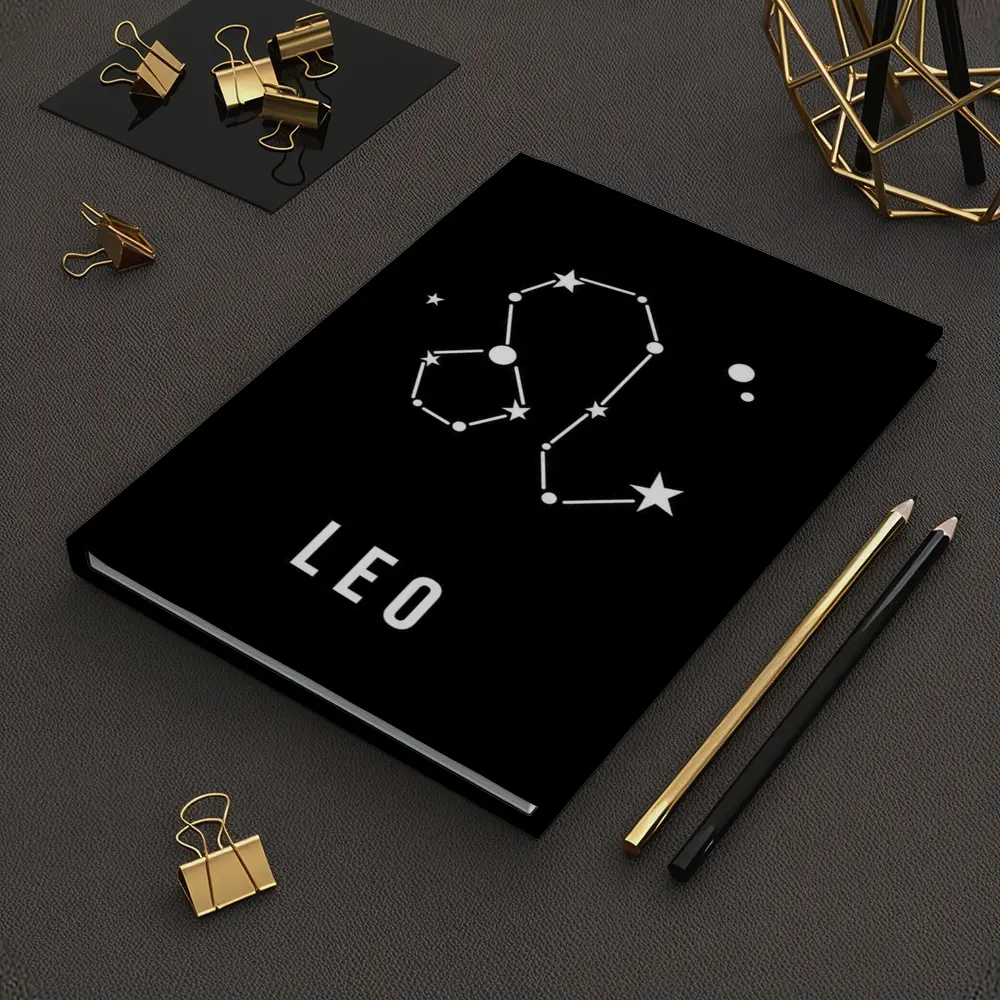 Leo Constellation Star Map Black Background – Notebooks