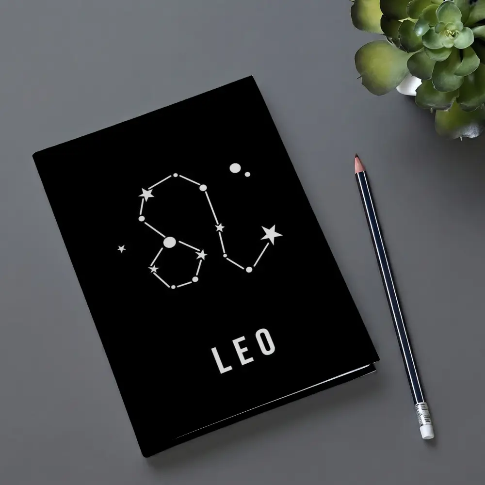 Leo Constellation Star Map Black Background – Notebooks