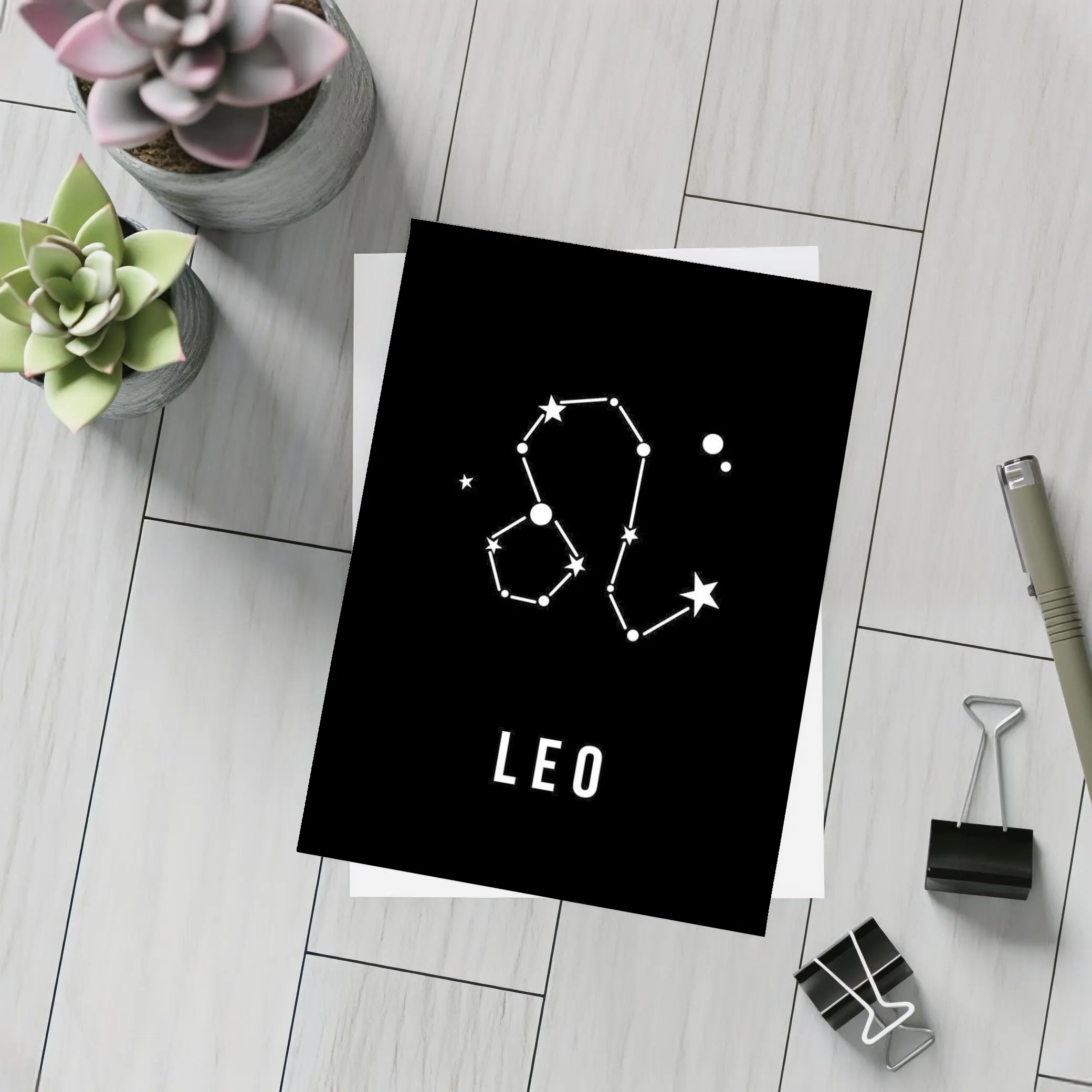 Leo Constellation Star Map Black Background – Postcards