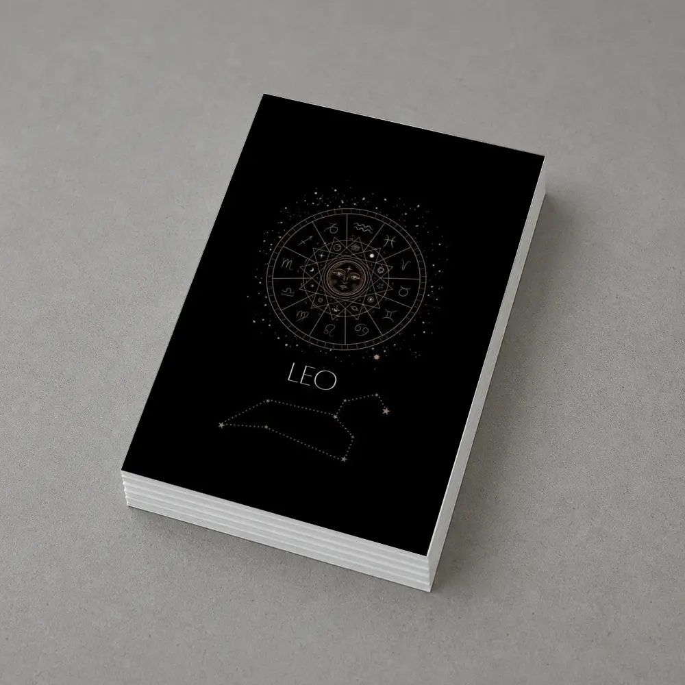 Leo Zodiac Wheel Constellation Black Background – Postcards