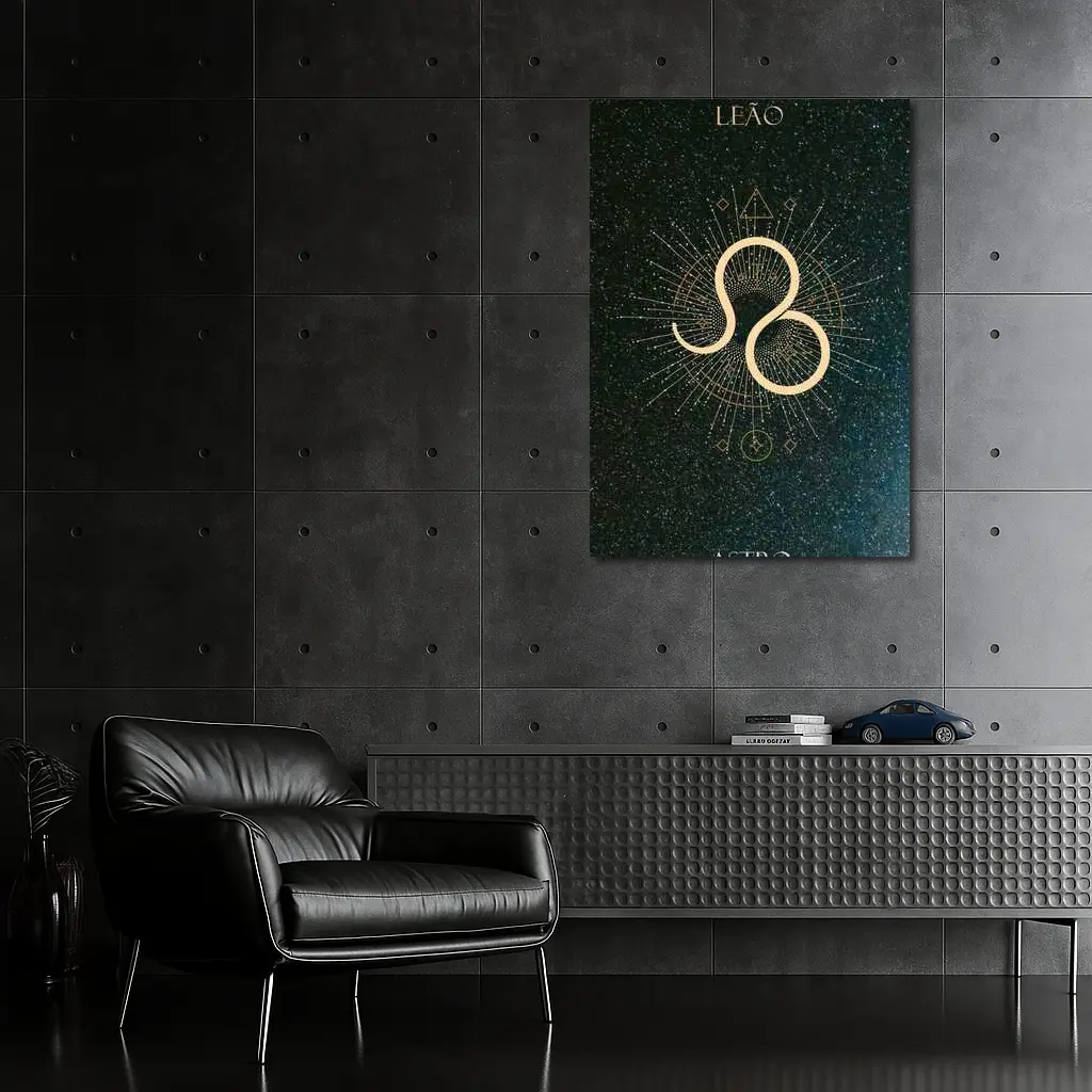 Leo Zodiac Sign Gold Geometric Star Art – Wall Art