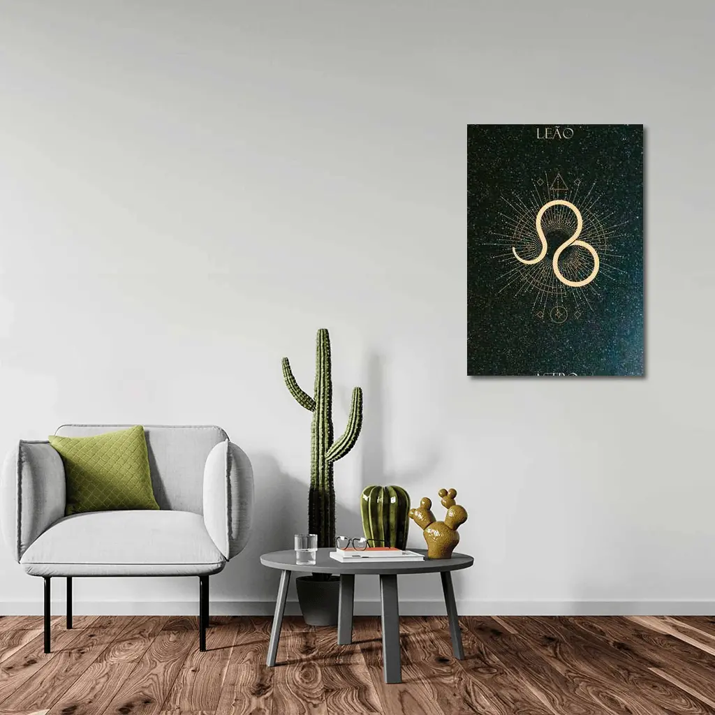Leo Zodiac Sign Gold Geometric Star Art – Wall Art