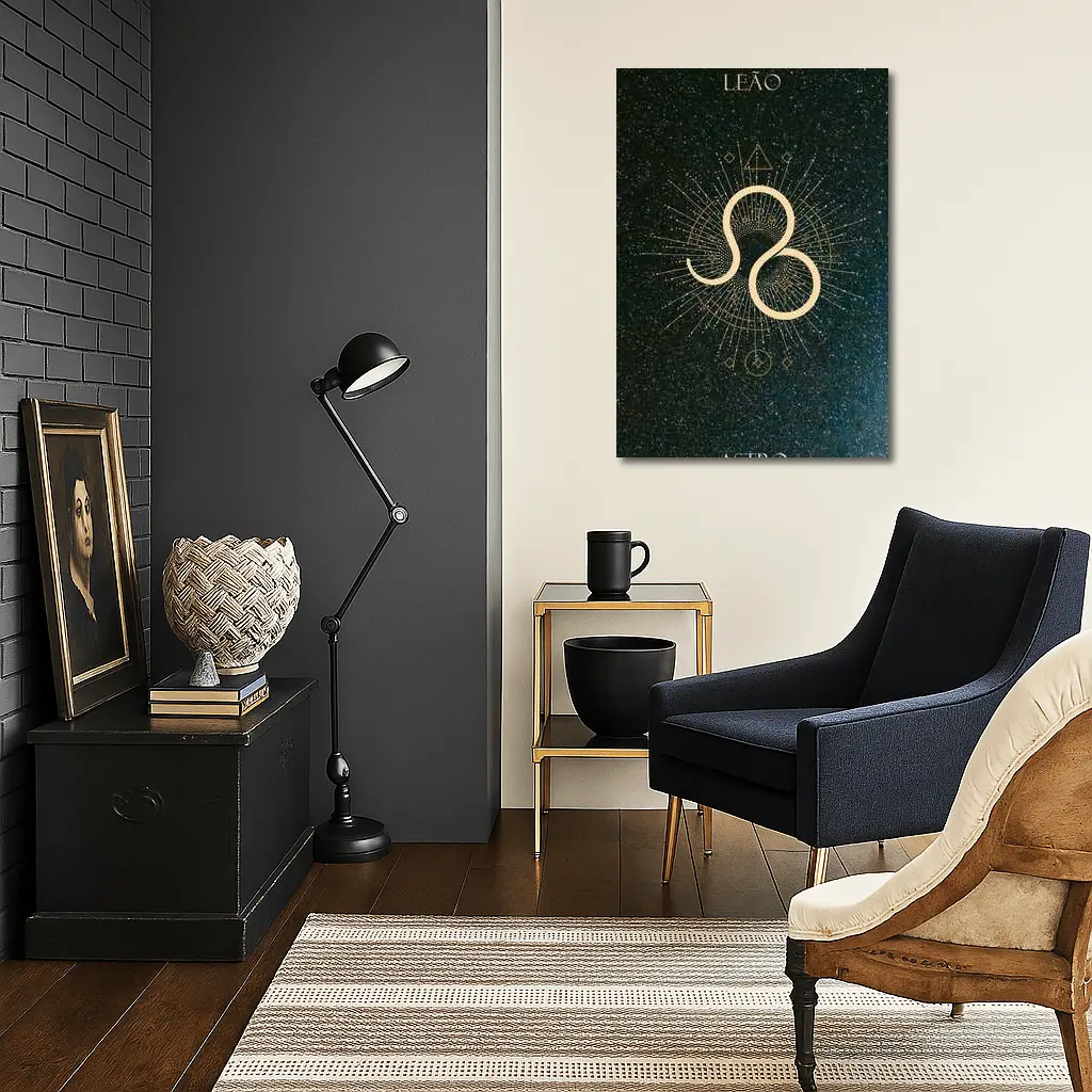 Leo Zodiac Sign Gold Geometric Star Art – Wall Art