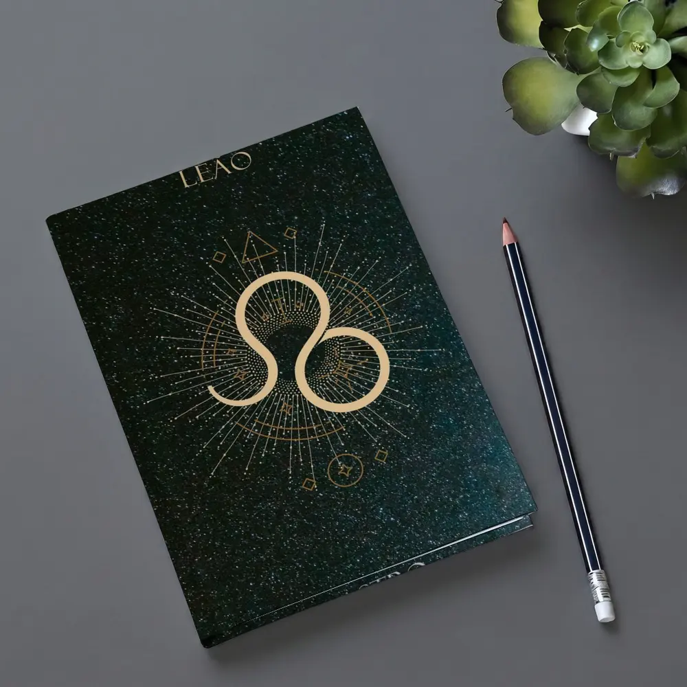 Leo Zodiac Sign Gold Geometric Star Art – Notebooks