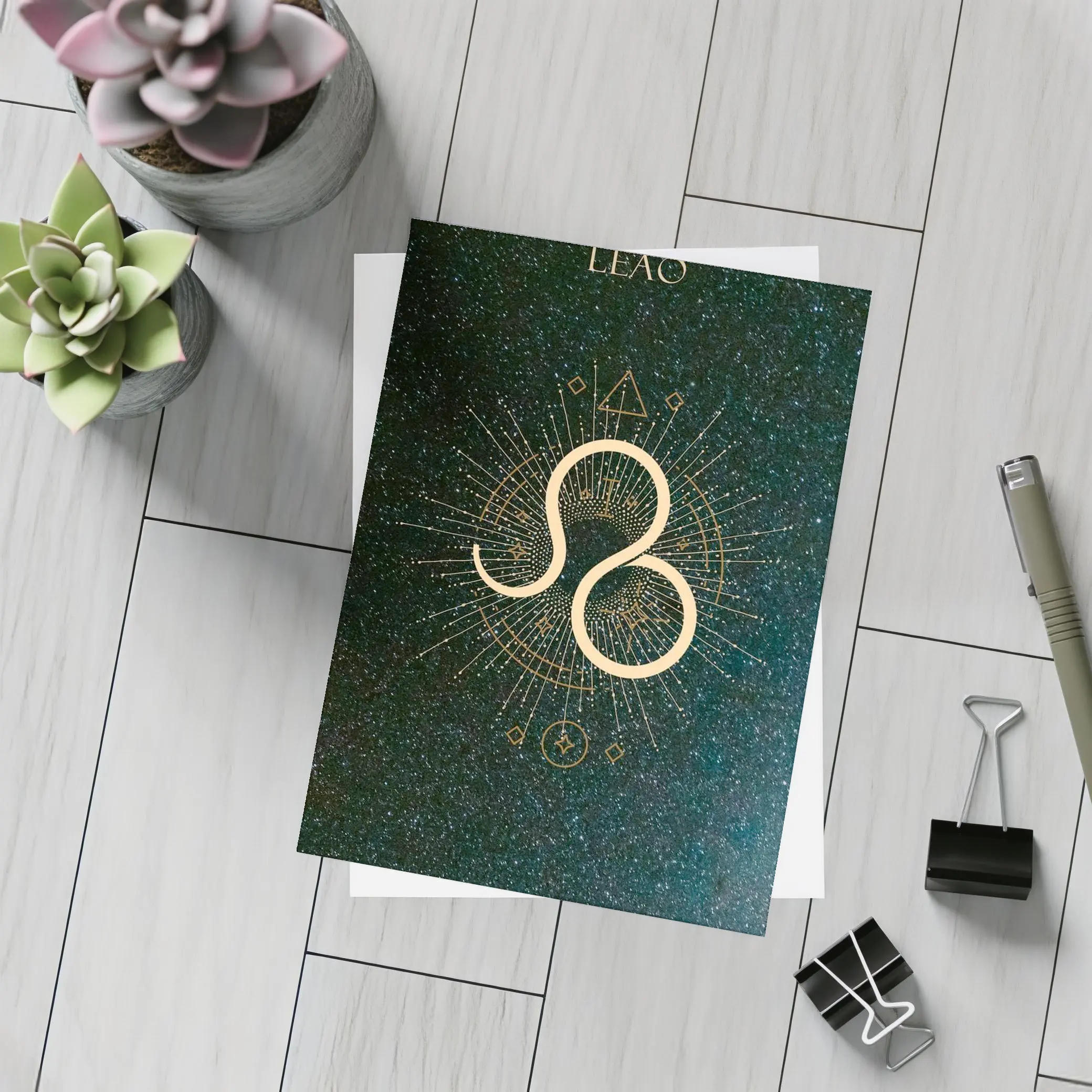 Leo Zodiac Sign Gold Geometric Star Art – Postcards