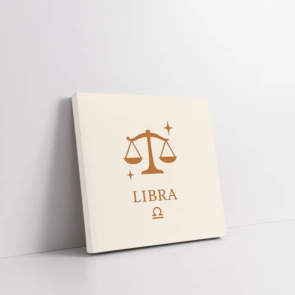 Libra Zodiac Scale Symbol Beige Background – Wall Art