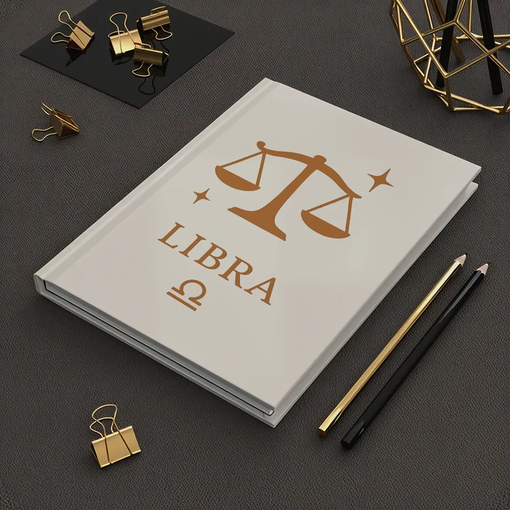 Libra Zodiac Scale Symbol Beige Background – Notebooks