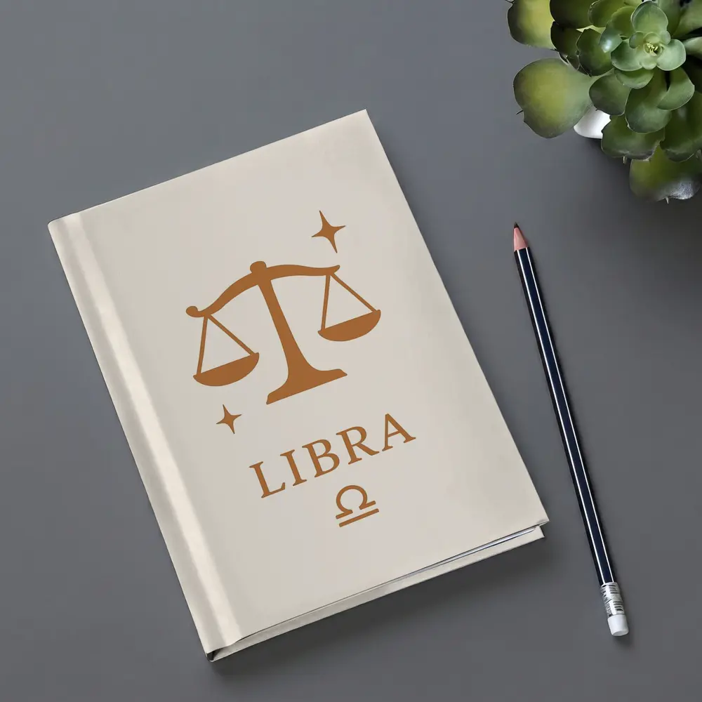 Libra Zodiac Scale Symbol Beige Background – Notebooks
