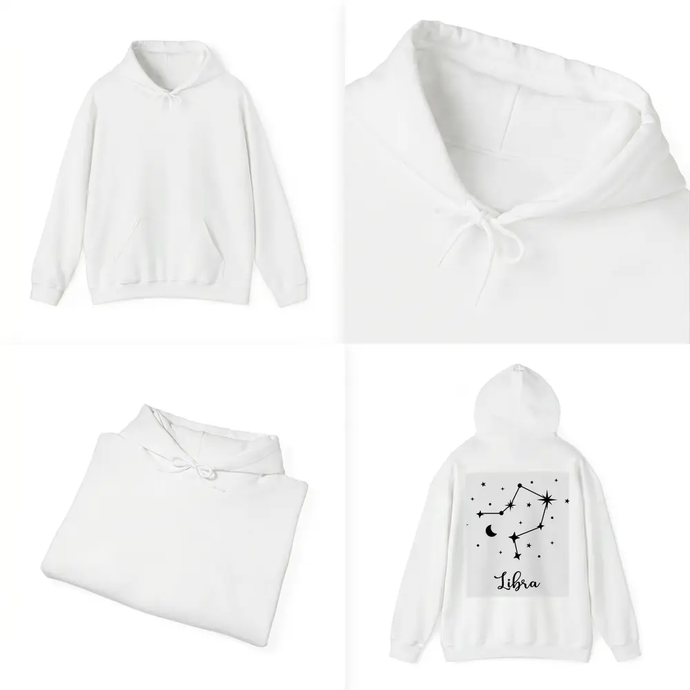 Libra Constellation Stars Moon Black White – Hoodies