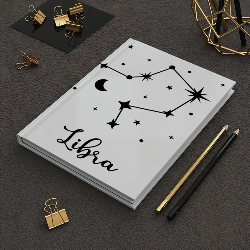 Libra Constellation Stars Moon Black White – Notebooks