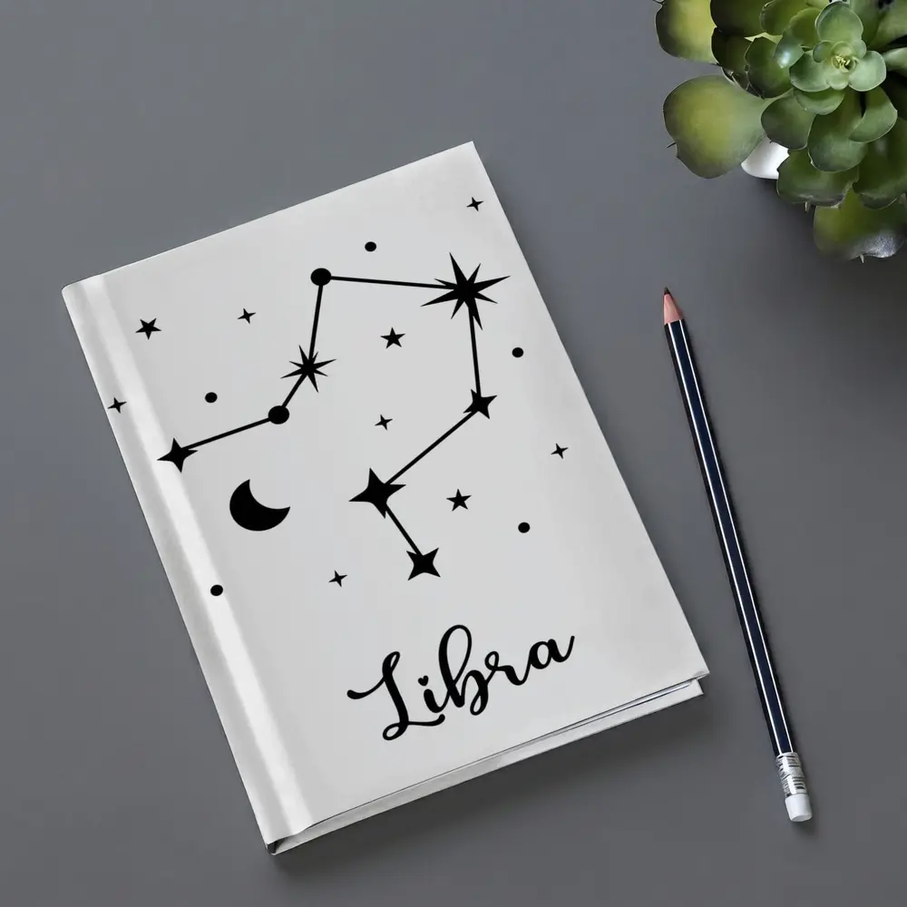 Libra Constellation Stars Moon Black White – Notebooks