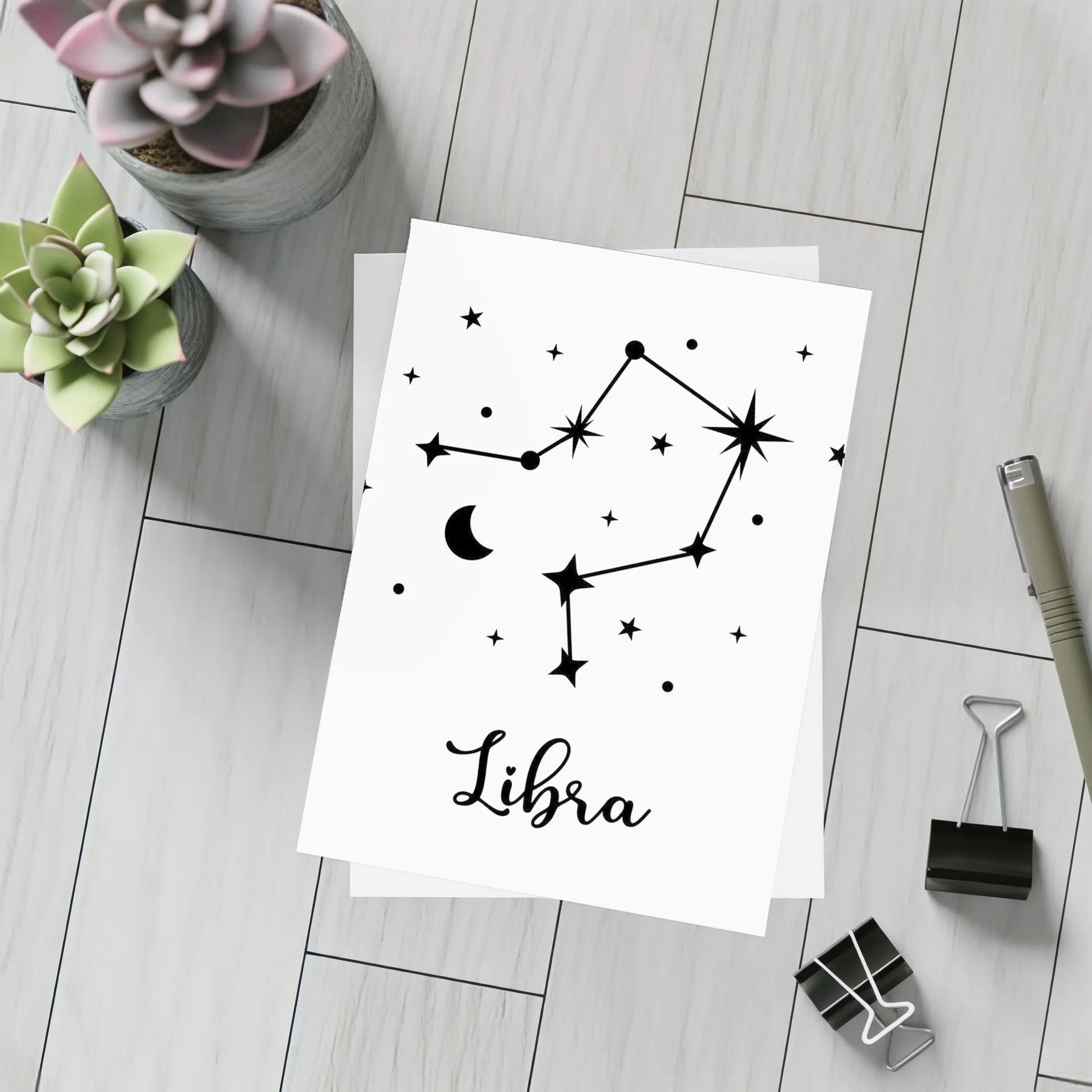 Libra Constellation Stars Moon Black White – Postcards