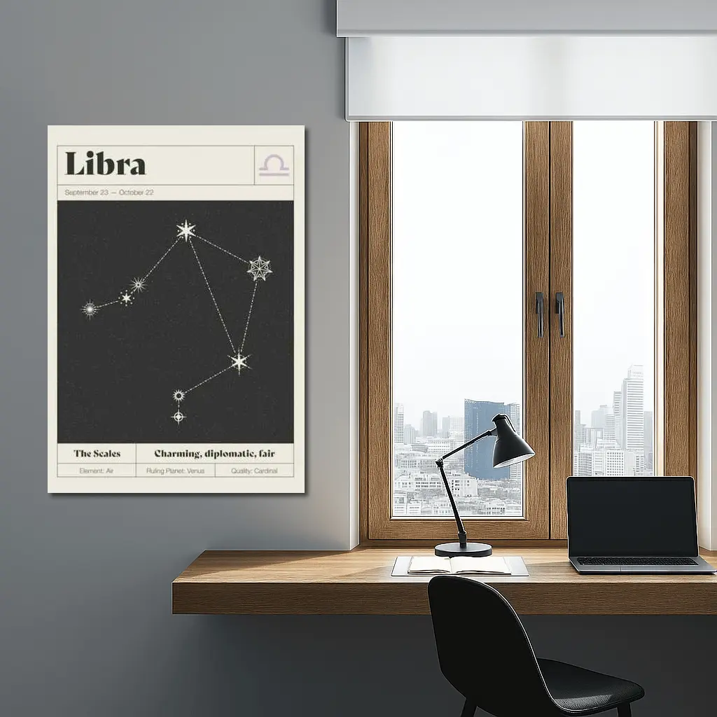 Libra Constellation Star Map Dark Sky – Wall Art