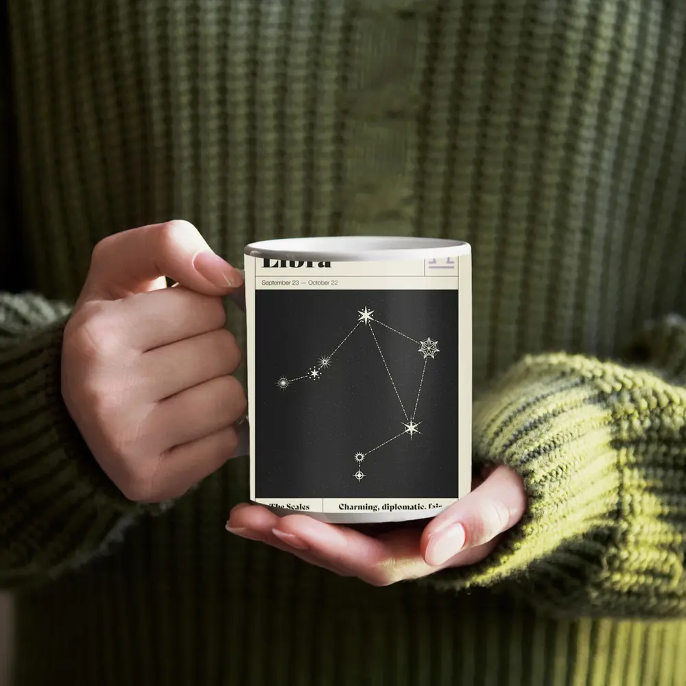 Libra Constellation Star Map Dark Sky – Mugs