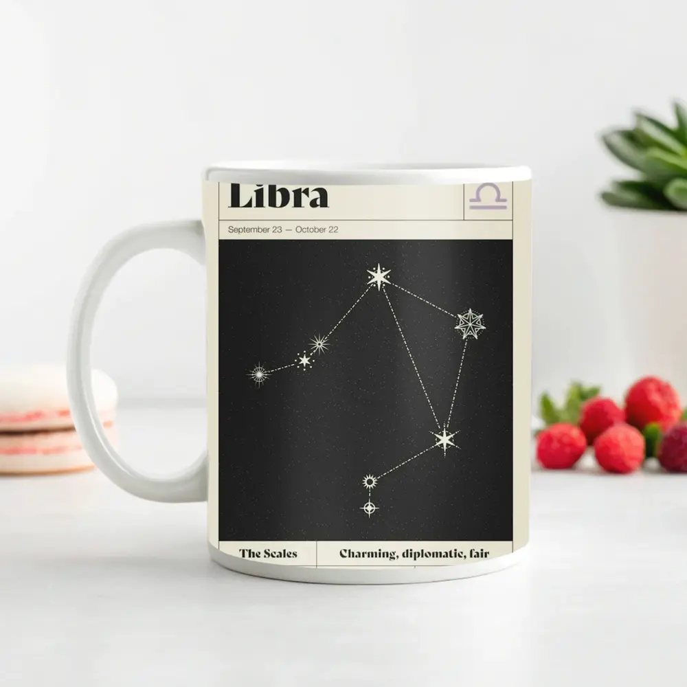 Libra Constellation Star Map Dark Sky – Mugs