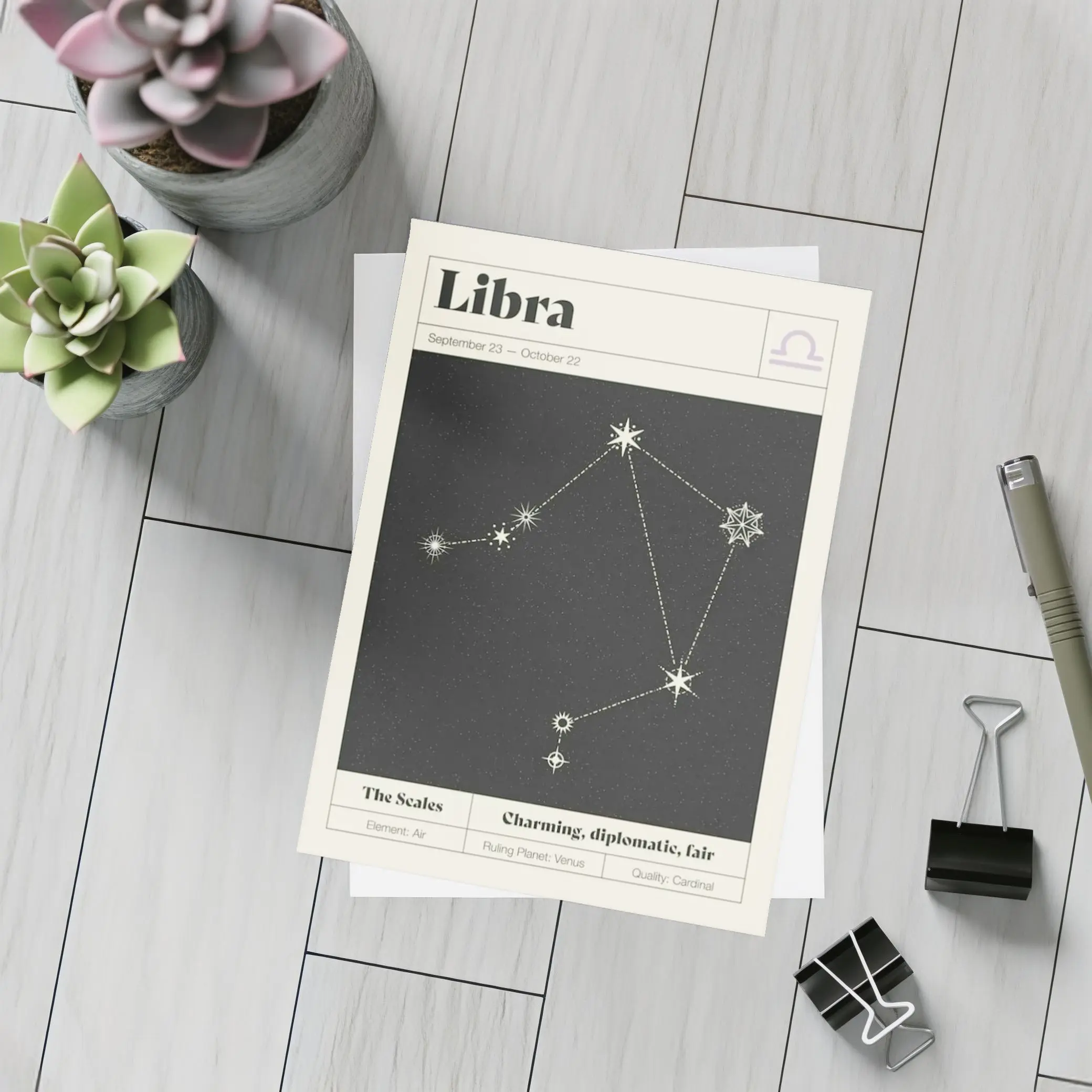 Libra Constellation Star Map Dark Sky – Postcards