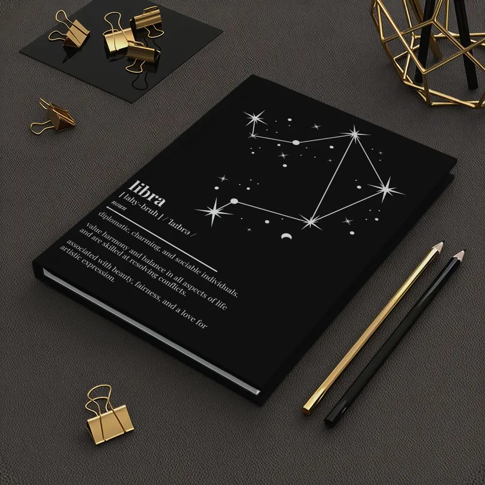 Libra Zodiac Constellation Definition Black Background – Notebooks