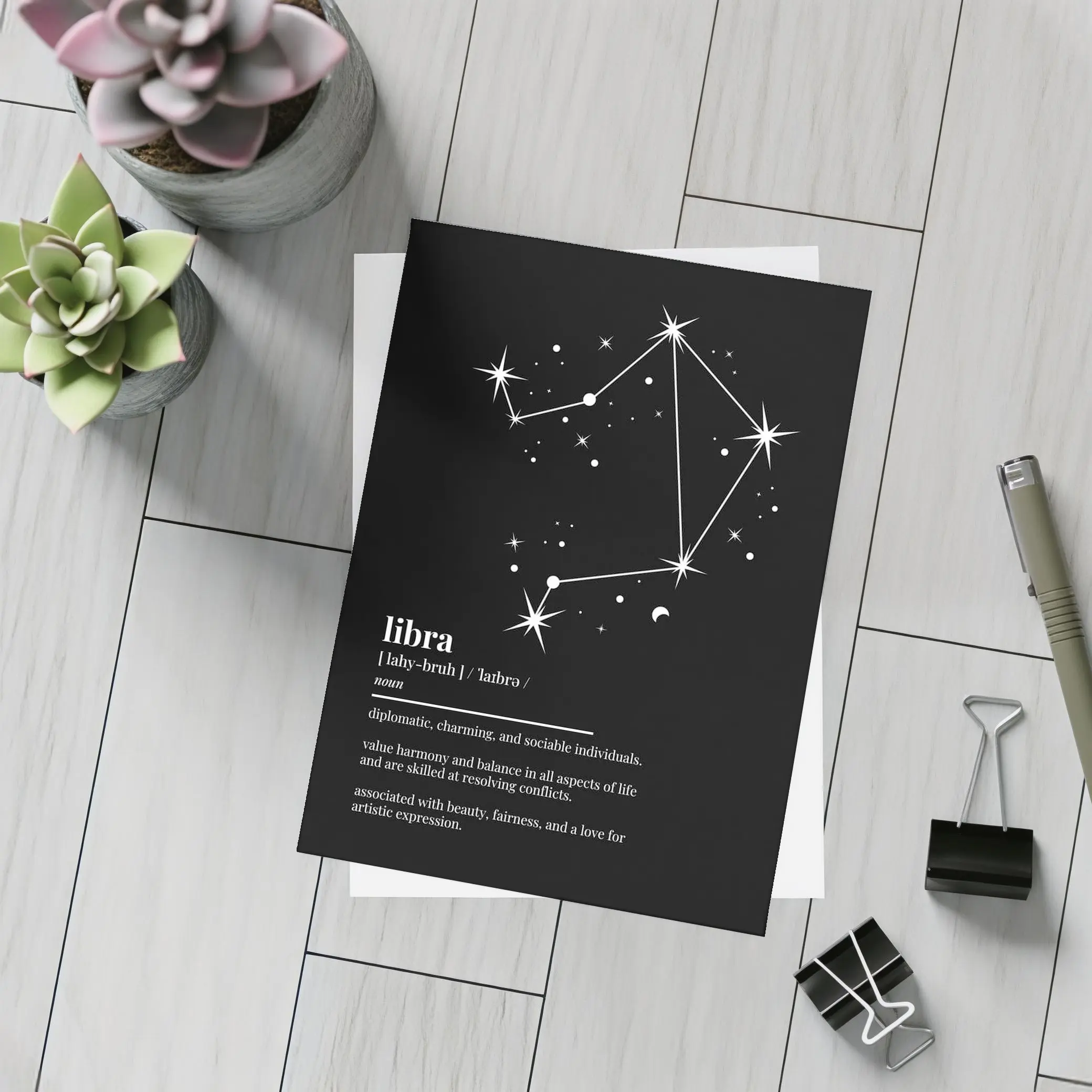 Libra Zodiac Constellation Definition Black Background – Postcards