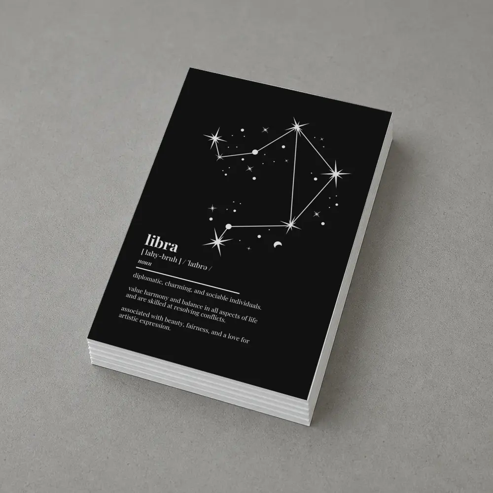 Libra Zodiac Constellation Definition Black Background – Postcards