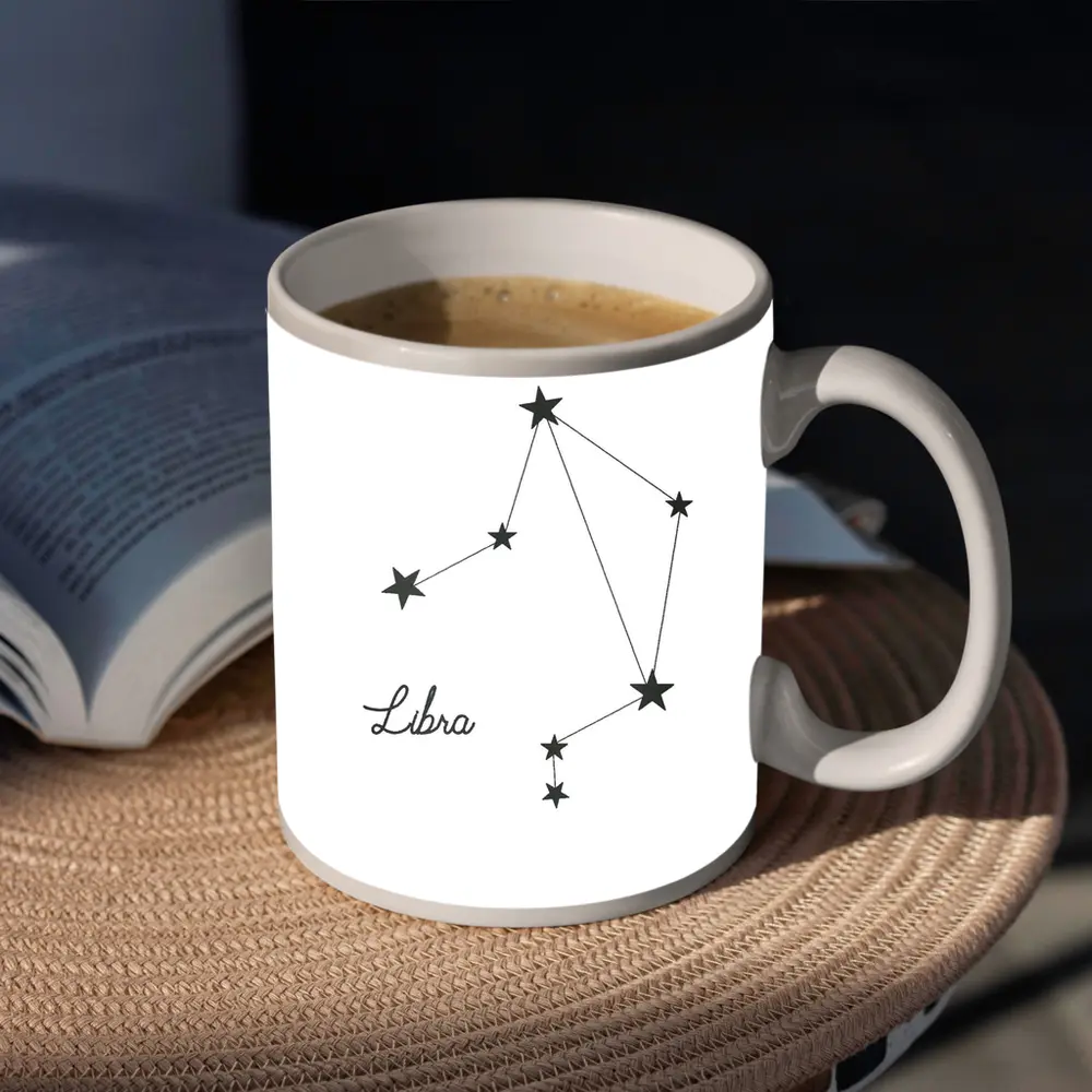 Libra Constellation Stars Minimalist White Art – Mugs