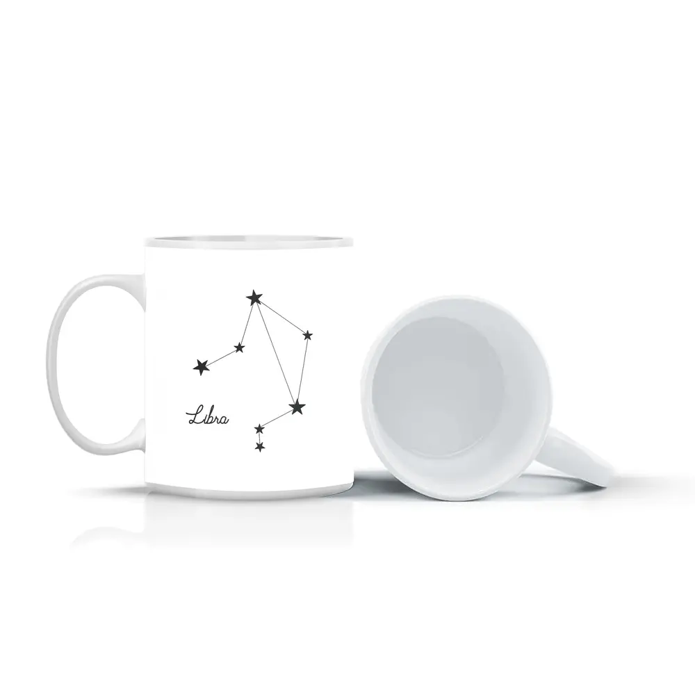 Libra Constellation Stars Minimalist White Art – Mugs