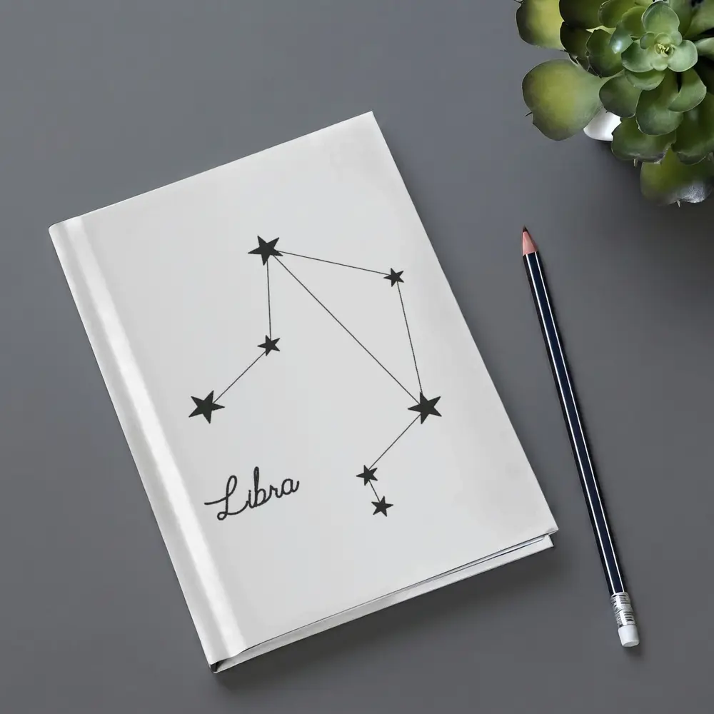 Libra Constellation Stars Minimalist White Art – Notebooks