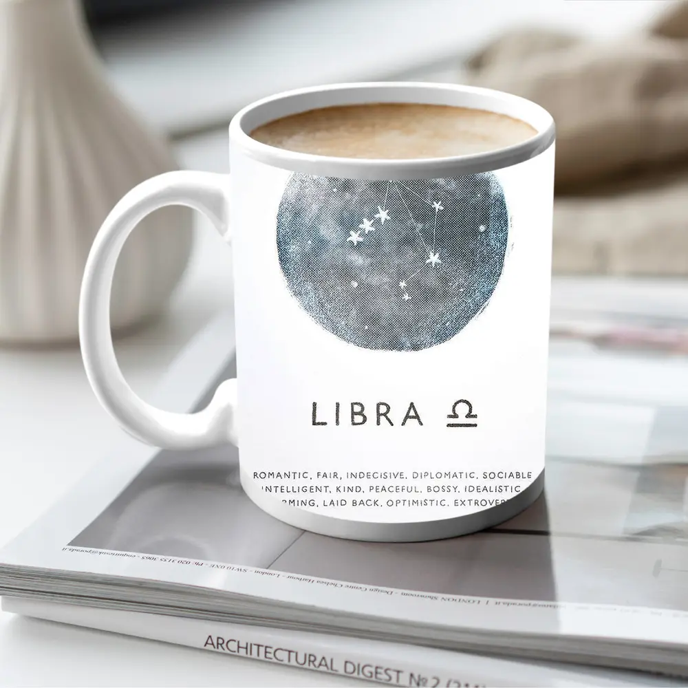 Libra Constellation Moon Zodiac Sign Art – Mugs