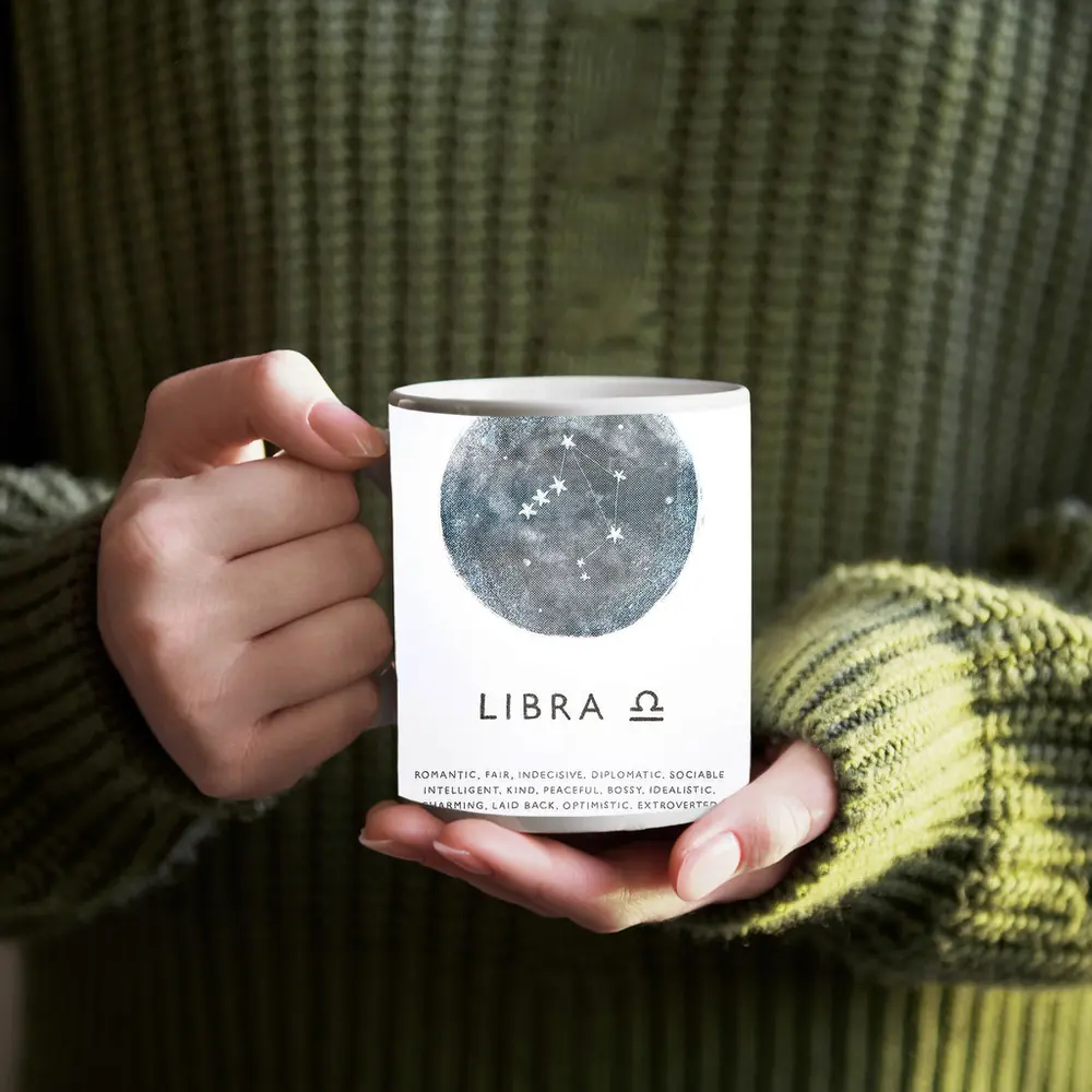 Libra Constellation Moon Zodiac Sign Art – Mugs