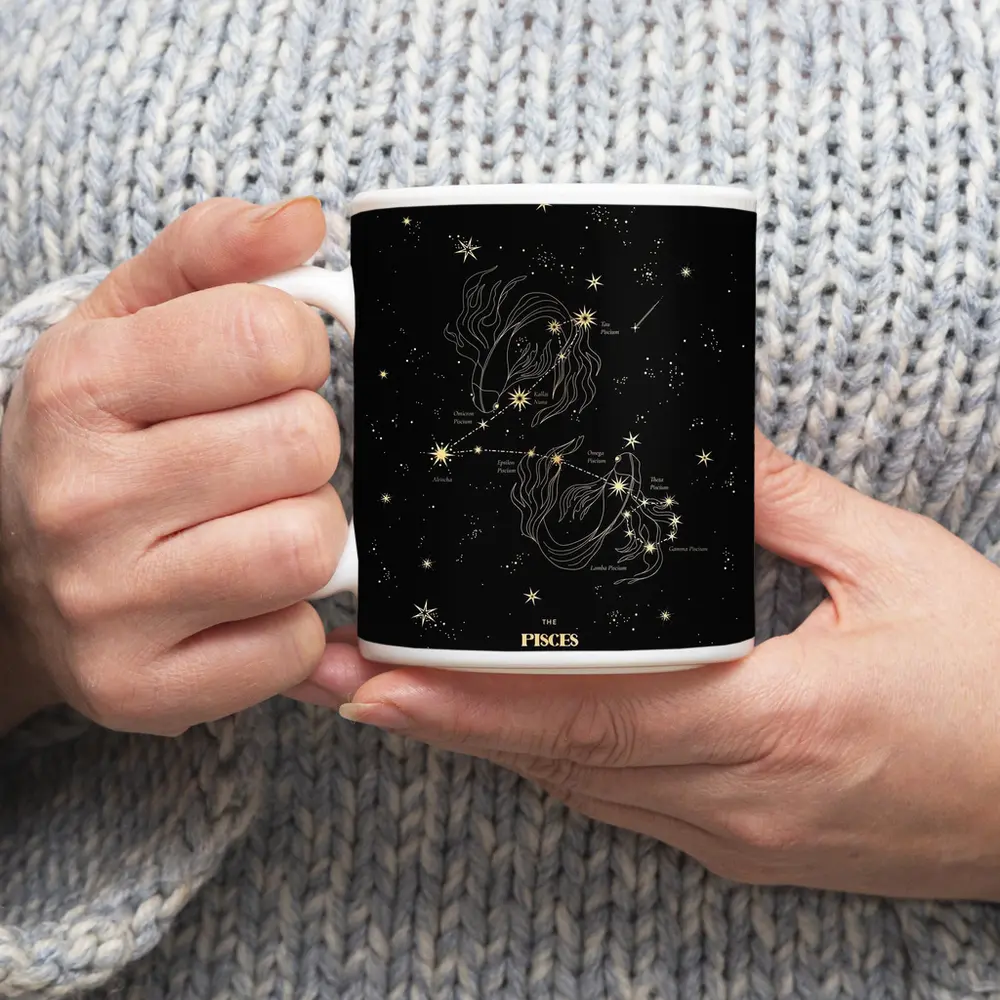 Pisces Constellation Gold Stars Dark Sky – Mugs