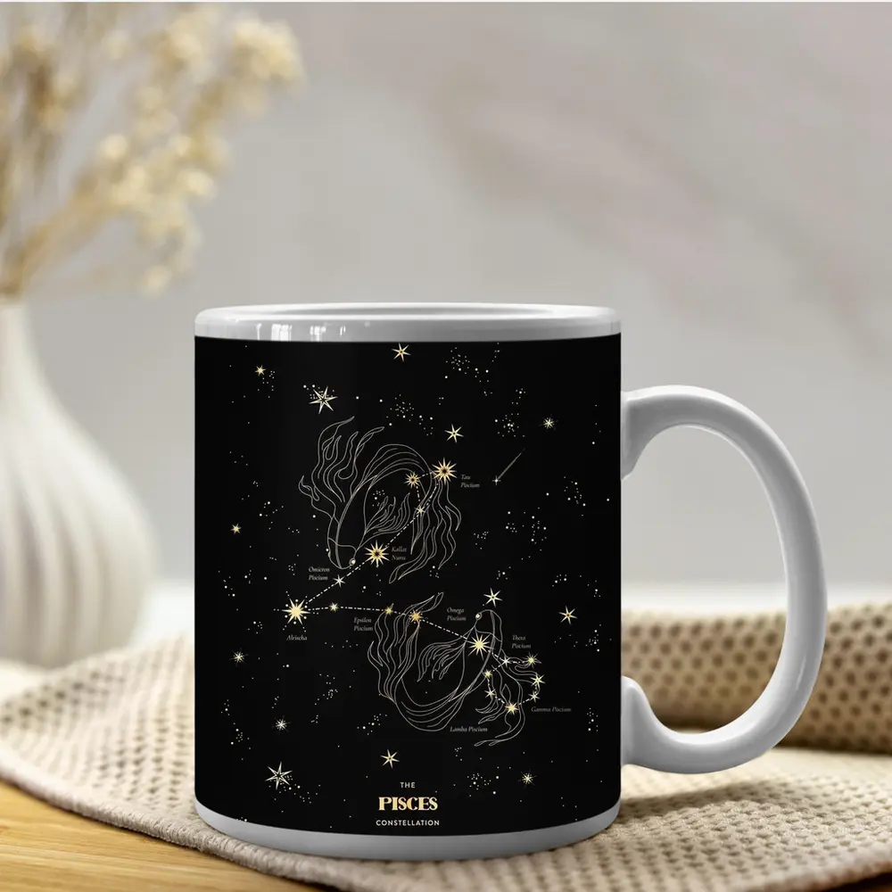 Pisces Constellation Gold Stars Dark Sky – Mugs