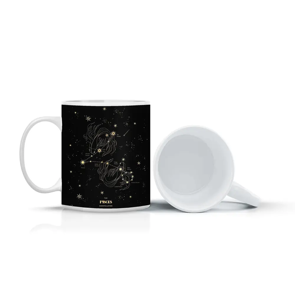 Pisces Constellation Gold Stars Dark Sky – Mugs