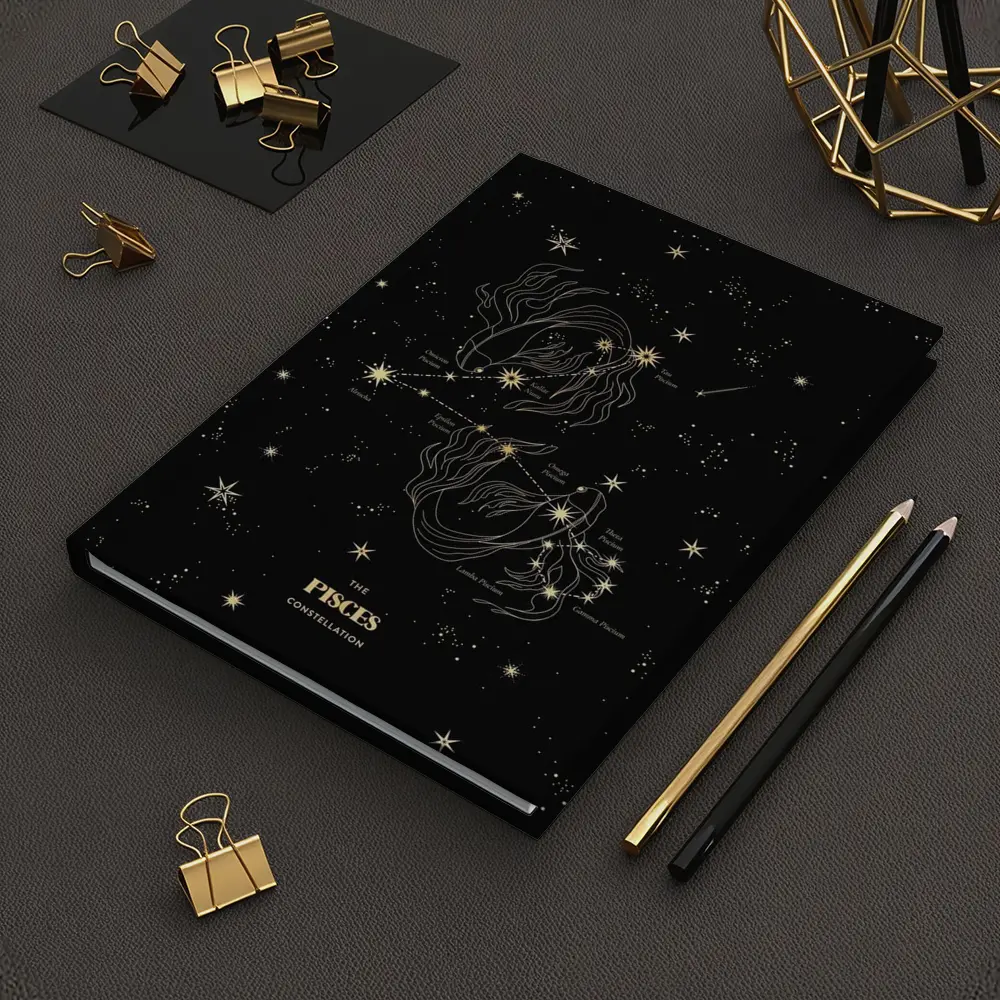 Pisces Constellation Gold Stars Dark Sky – Notebooks