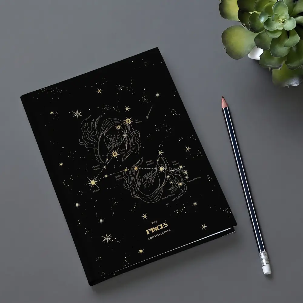 Pisces Constellation Gold Stars Dark Sky – Notebooks