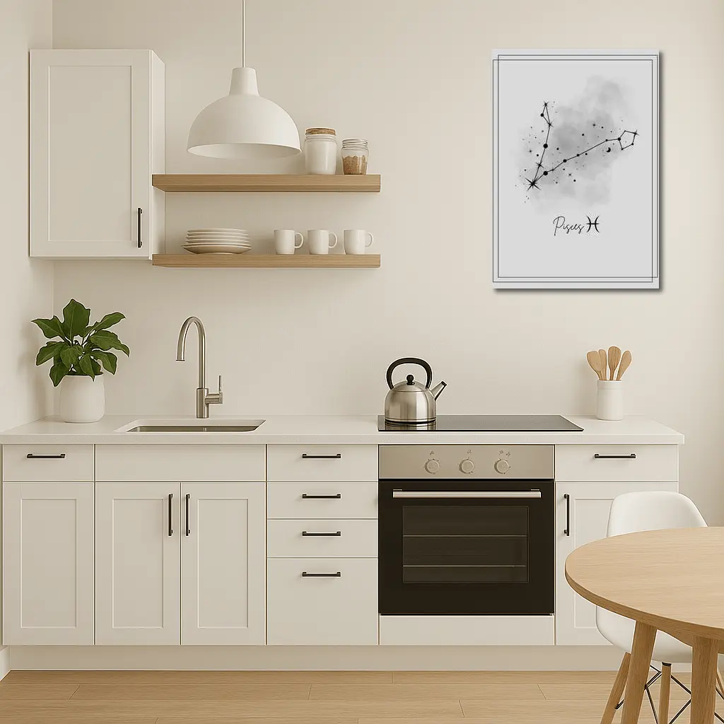 Pisces Constellation Watercolor Gray Minimal Art – Wall Art