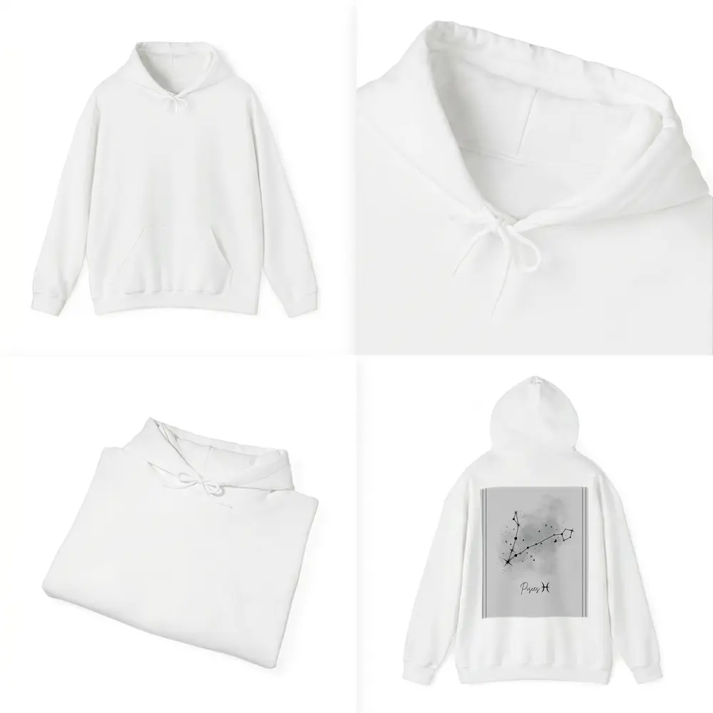 Pisces Constellation Watercolor Gray Minimal Art – Hoodies