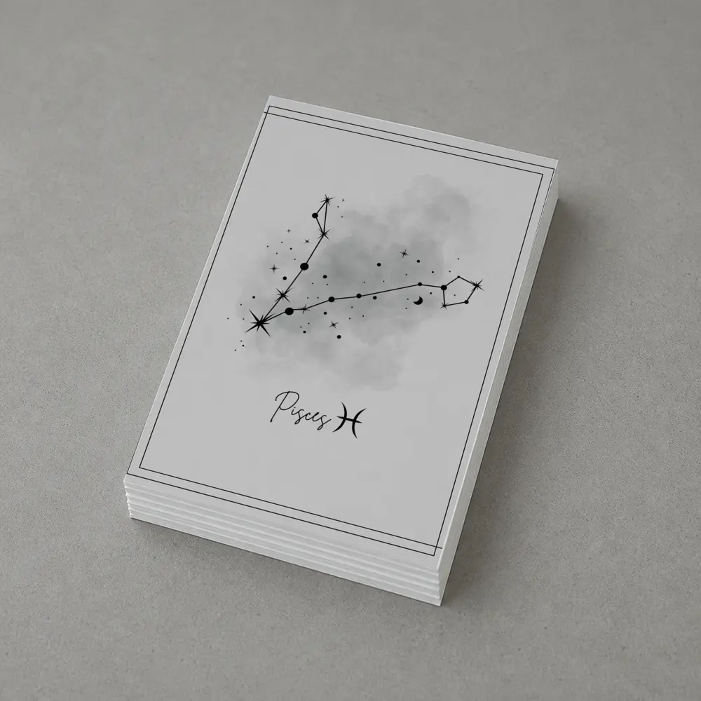 Pisces Constellation Watercolor Gray Minimal Art – Postcards