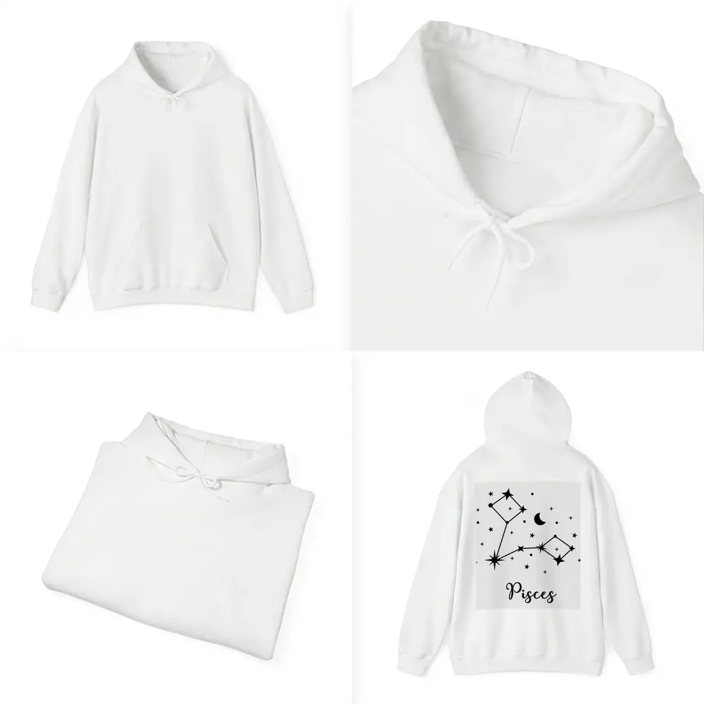 Pisces Constellation Stars Moon Black White – Hoodies