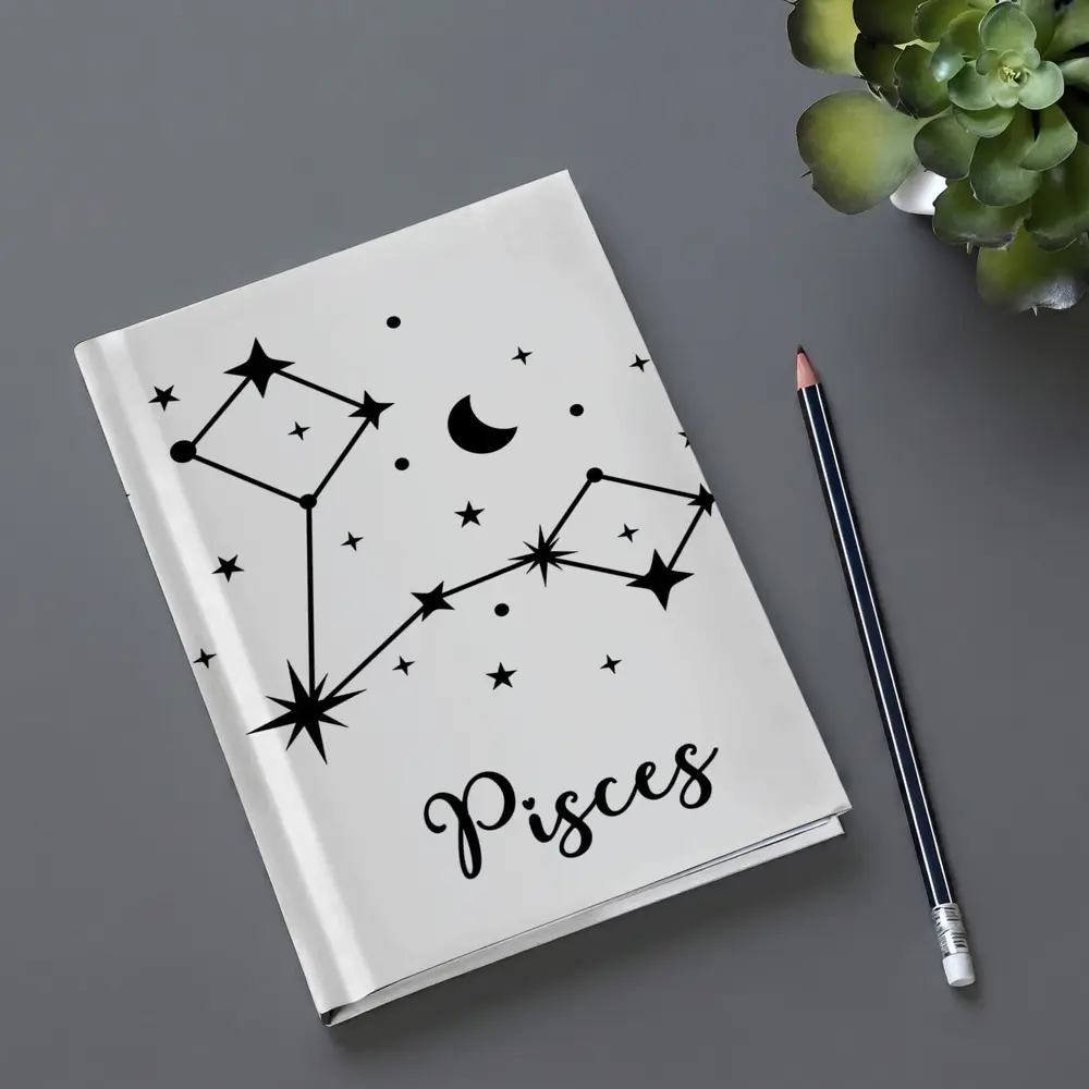 Pisces Constellation Stars Moon Black White – Notebooks