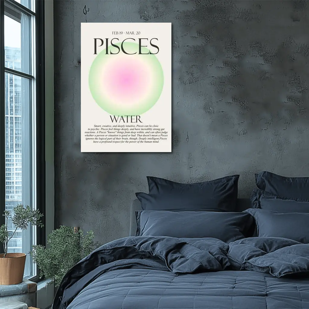 Pisces Water Sign Gradient Aura Art – Wall Art
