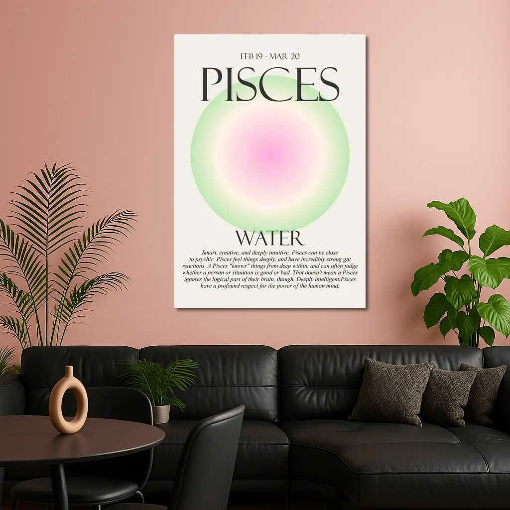 Pisces Water Sign Gradient Aura Art – Wall Art