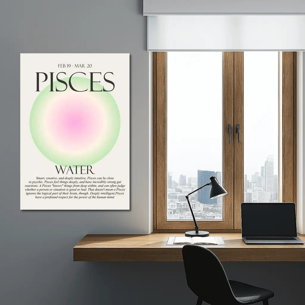 Pisces Water Sign Gradient Aura Art – Wall Art