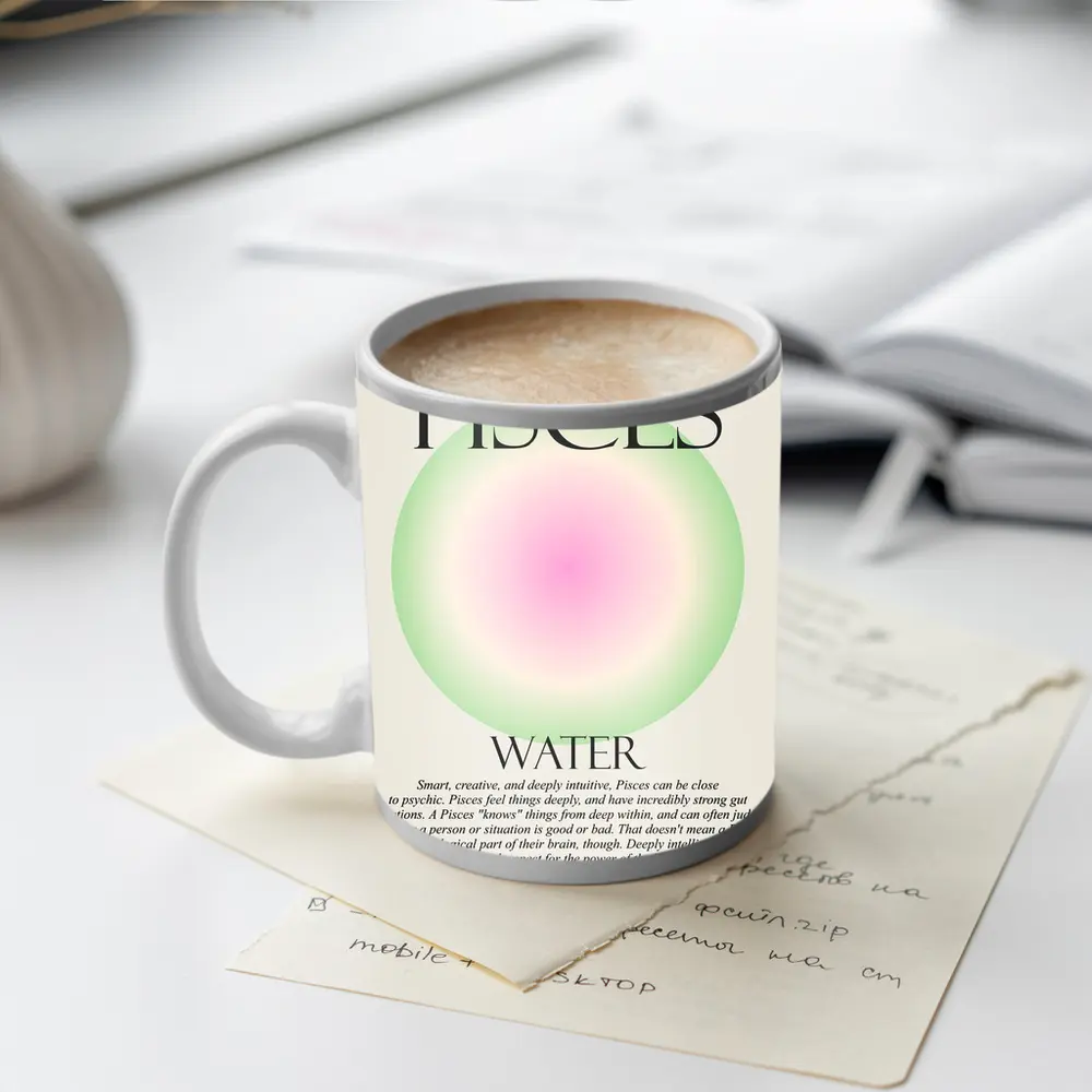 Pisces Water Sign Gradient Aura Art – Mugs