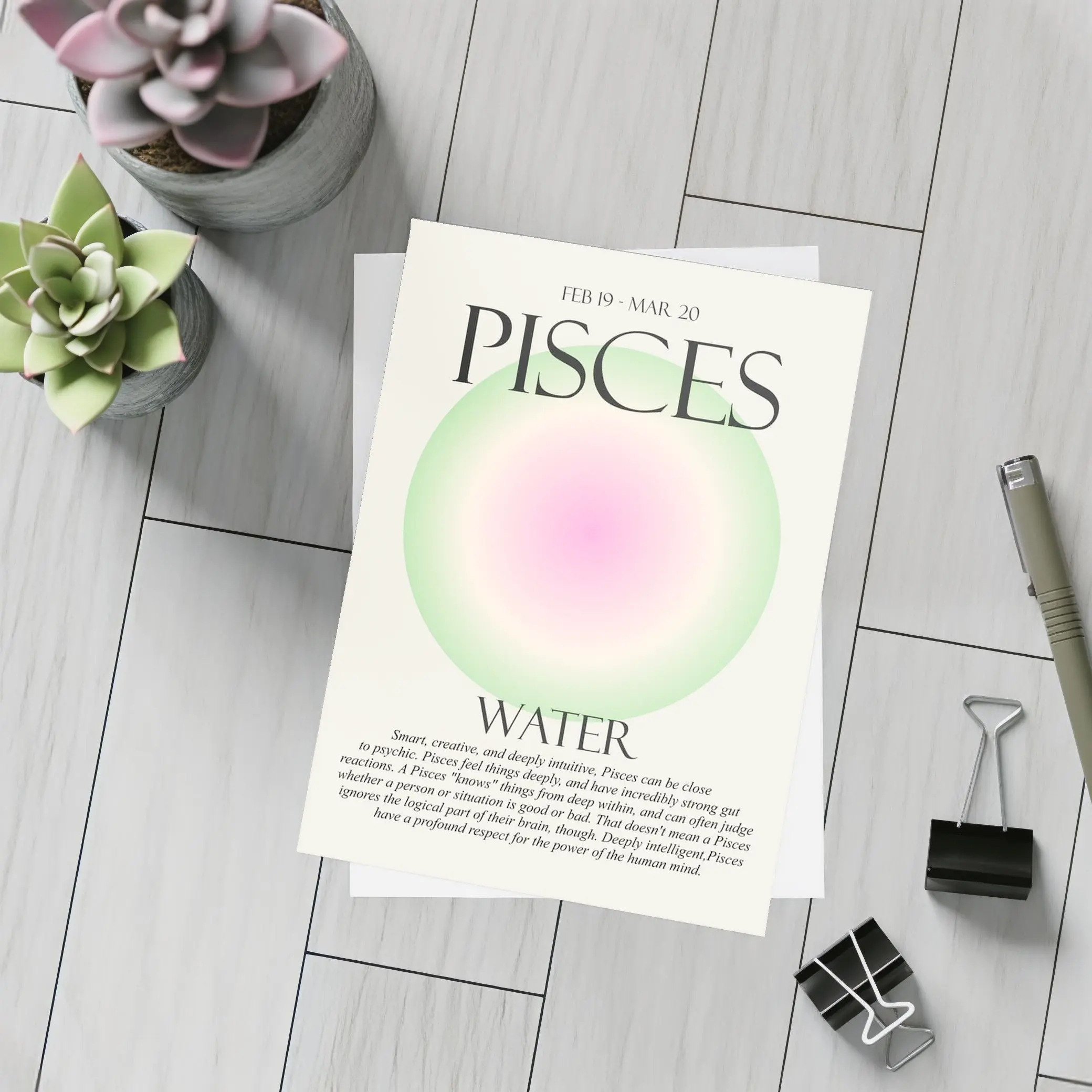 Pisces Water Sign Gradient Aura Art – Postcards