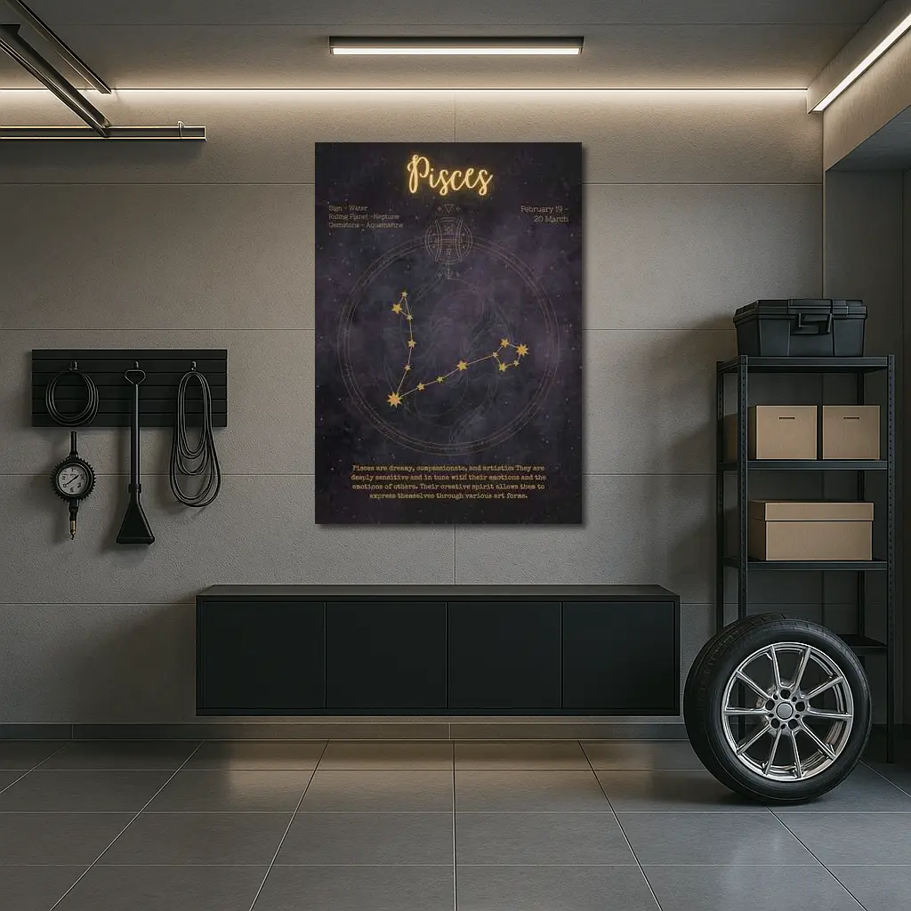 Pisces Constellation Gold Star Night Sky – Wall Art